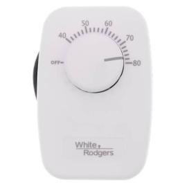 White Rodgers 1G66-641 - Line Voltage Mechanical Bimetal, DPST Open on Rise, No Thermometer, Wallplate Included, w/ OFF Position (White)