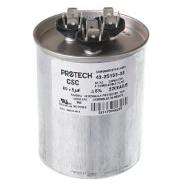 Rheem 43-25133-33 - 80/5 MFD Round Run Capacitor (370V)