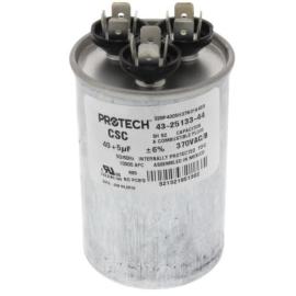 Rheem 43-25133-44 - 40/5 MFD Round Capacitor (370V)