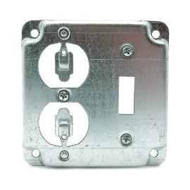 Lennox 85N43 - ( 620-411 ) 4" Square-Box Cover, 1 Switch and 1 Duplex, 400 Series