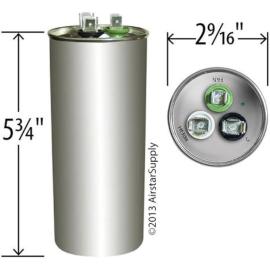 Goodman-Amana CAP050800440RTP - 80/5 MFD 440V Round Dual Run Capacitor