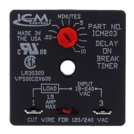 ICM Controls ICM203B - Delay on Break Timer (.03-10 Minute Knob Adjust. Delay)