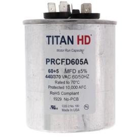 Titan HD PRCFD605A - 60/5 MFD Round Dual Motor Run Capacitor (440/370V)