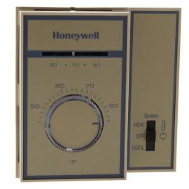 Honeywell T6169B4017 - Fan Coil Thermostat, 2 Pipe Remote Heat/Cool changeover, w/ Thermometer (Tan)