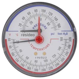 Resideo TD-090 - 1/4" NPT, 3-1/8" Face, Temperature & Pressure Gauge (Tridicator)