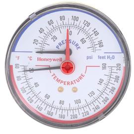  Resideo TDV-040 - 1/2" NPT, 3-1/8" Face, Temperature & Pressure Gauge (Tridicator)