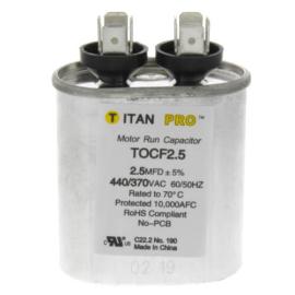 Titan Pro TOCF2.5 - 2.5 MFD Oval Motor Run Capacitor (440/370V)