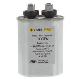 Titan Pro TOCF6 - 6 MFD Oval Motor Run Capacitor (440/370V)